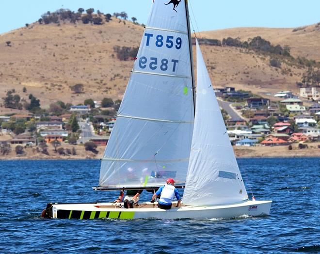 Bonfire, skippered by teenage sailor Ollie Burnell leading the 35 boat fleet in one of this week's races. © Angus Calvert